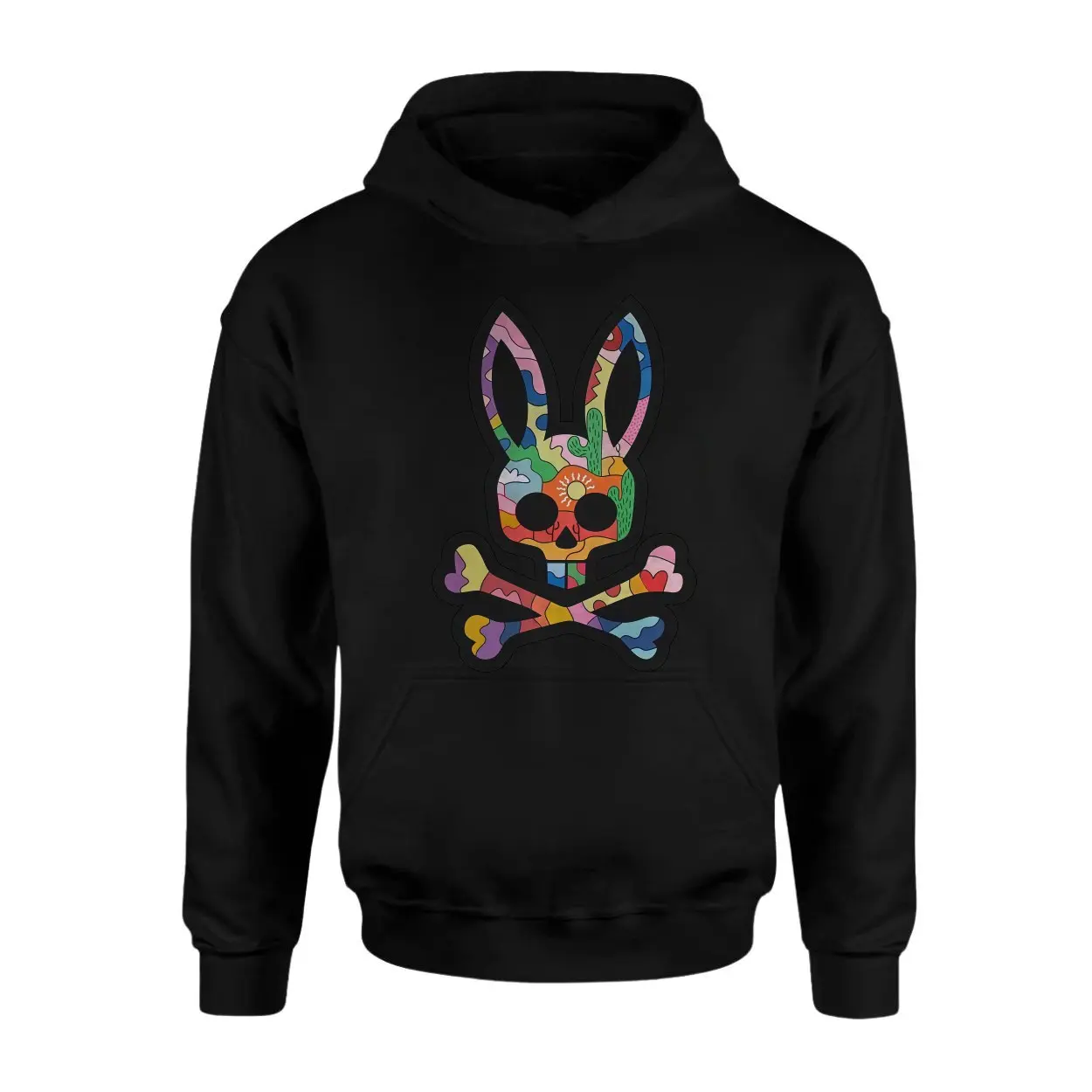 Colorful Bunny Skull Crossbones Graphic T Shirt 2 1.jpg