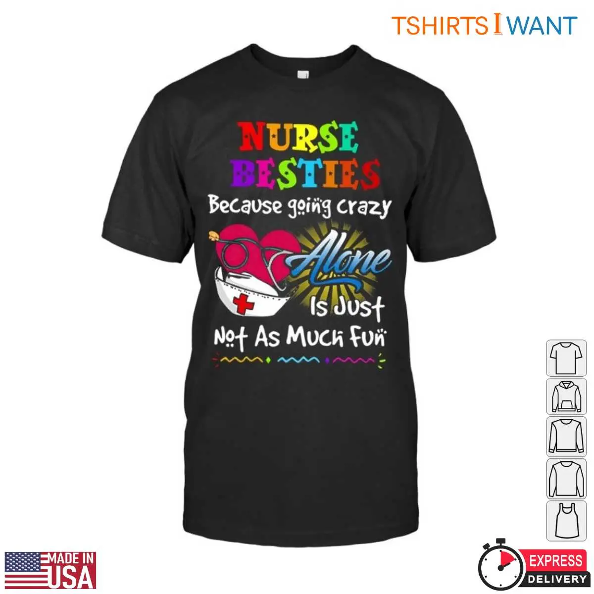 Colorful Stethoscope Heart Design Nurse Friends T Shirt 1 1.jpg