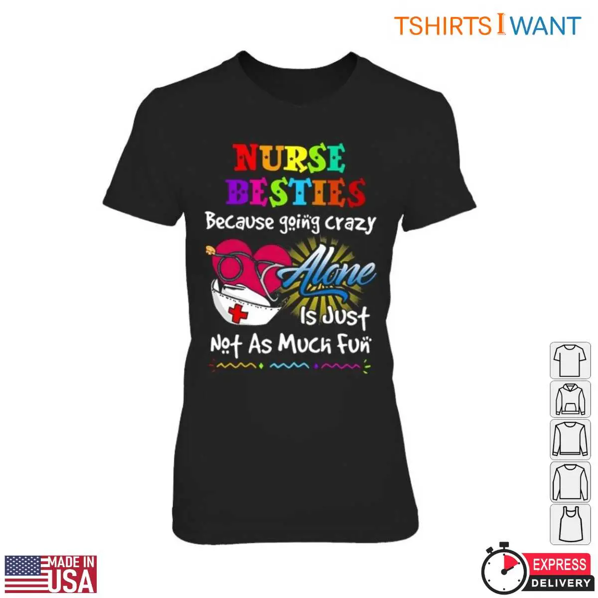 Colorful Stethoscope Heart Design Nurse Friends T Shirt 2 1.jpg