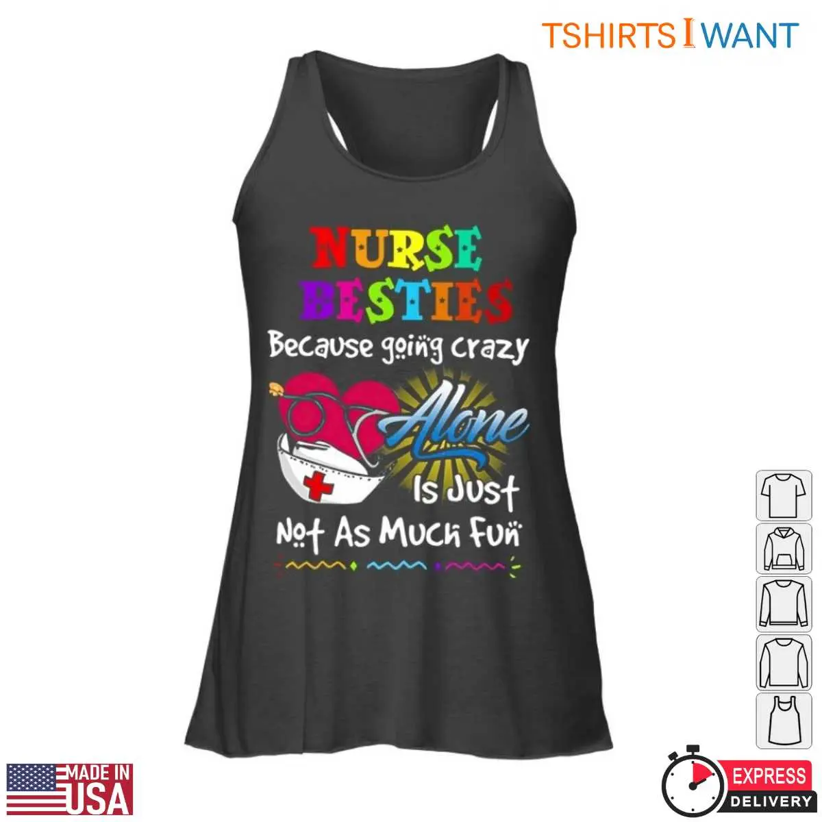 Colorful Stethoscope Heart Design Nurse Friends T-Shirt 13 Nurse Besties T-Shirt Detail