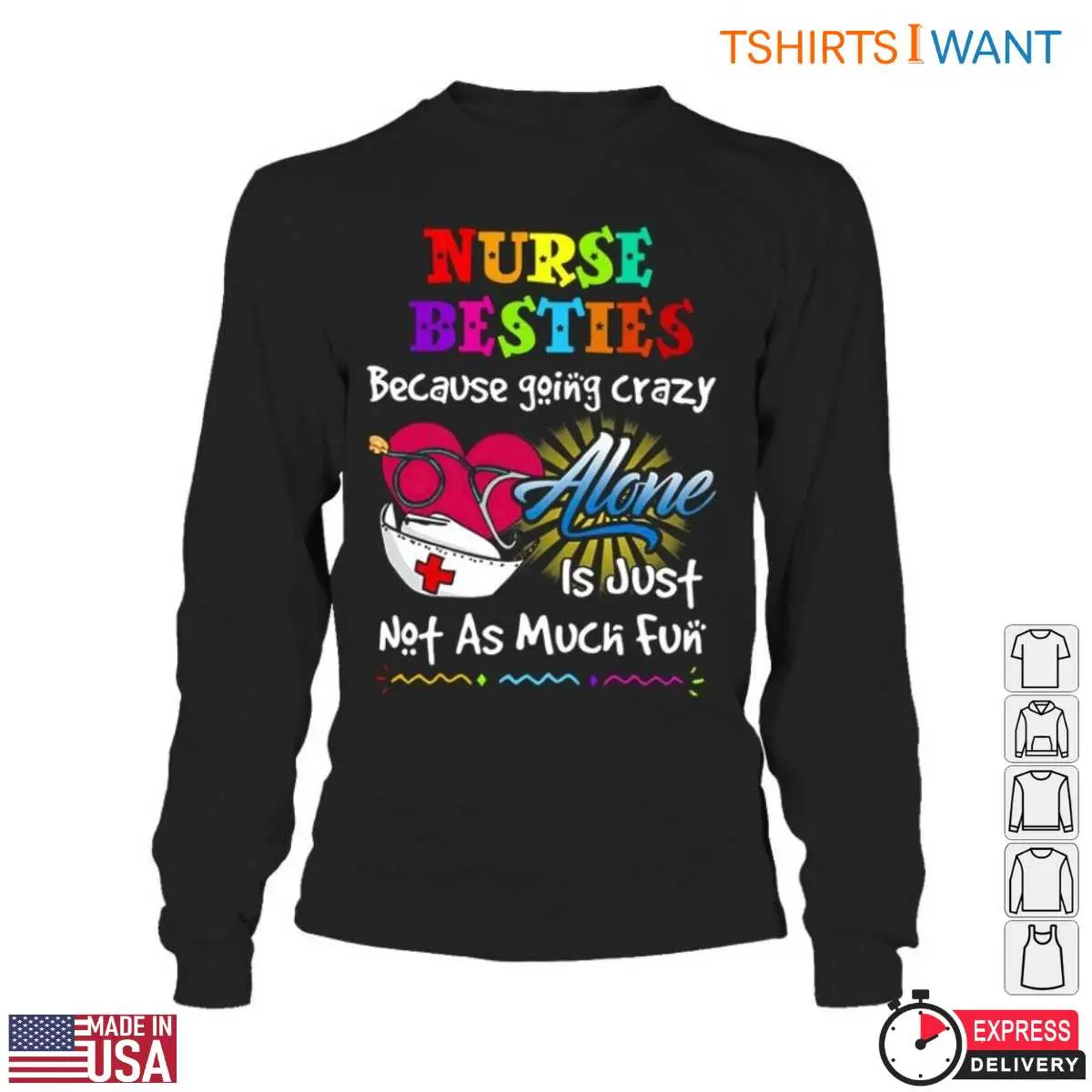 Colorful Stethoscope Heart Design Nurse Friends T Shirt 5 1.jpg