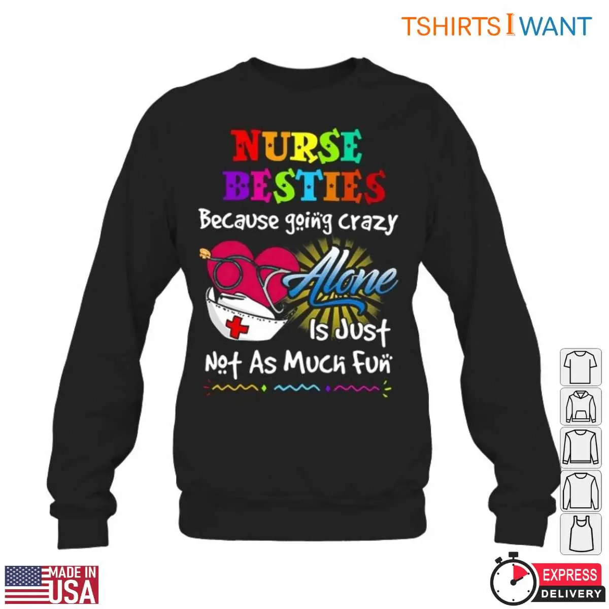 Colorful Stethoscope Heart Design Nurse Friends T Shirt 6 1.jpg
