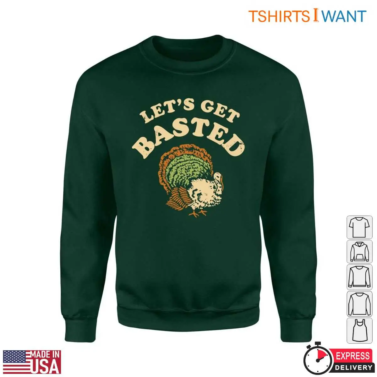 Colorful Turkey T Shirt Lets Get Basted Thanksgiving Tee 2 1.jpg