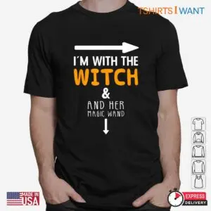 Couples Halloween Sweatshirts: I'm With The Witch Couples Halloween Costume Tee 5 Couples Halloween Sweatshirts Im With the Witch Tee 2 1.jpg