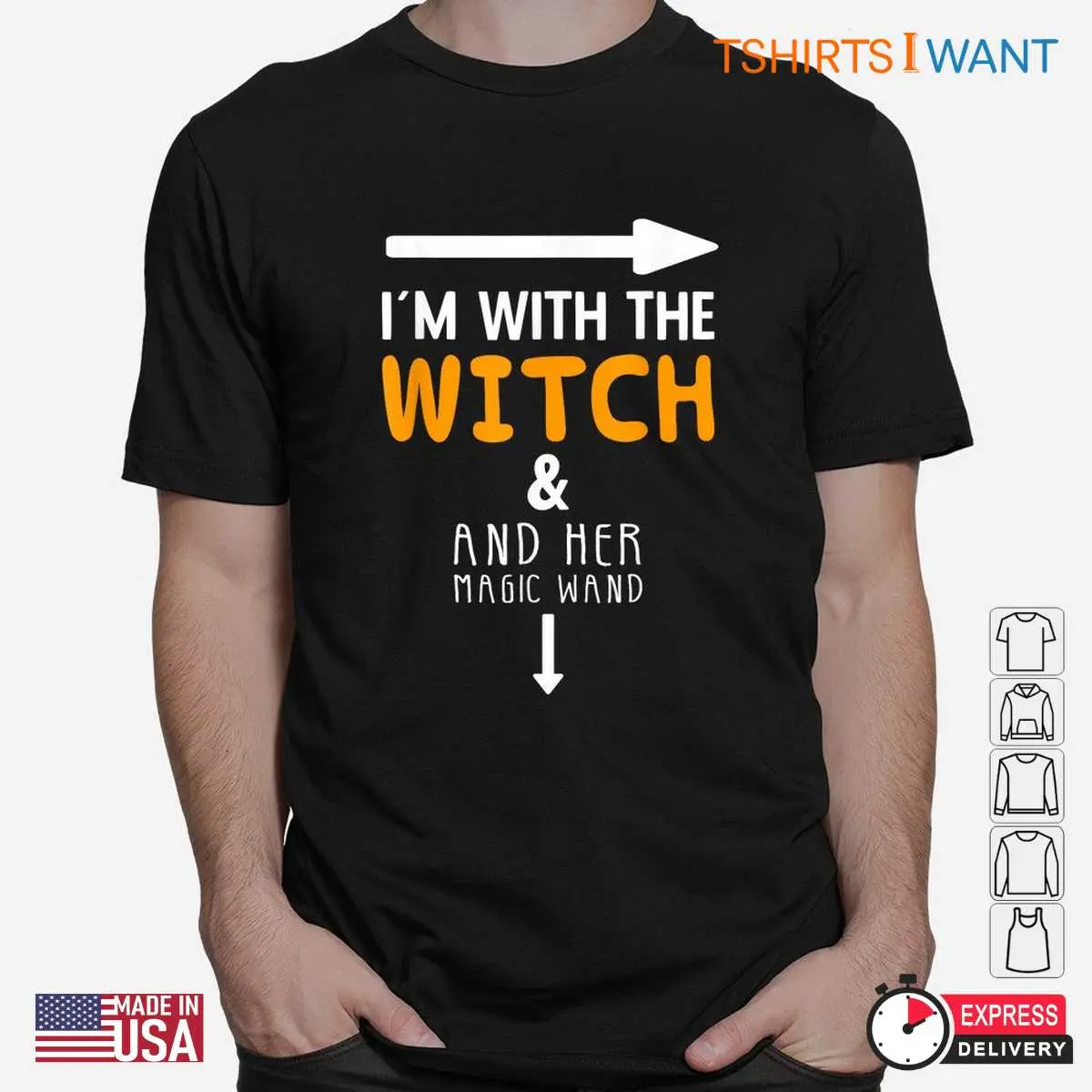 Couples Halloween Sweatshirts Im With the Witch Tee 2 1.jpg