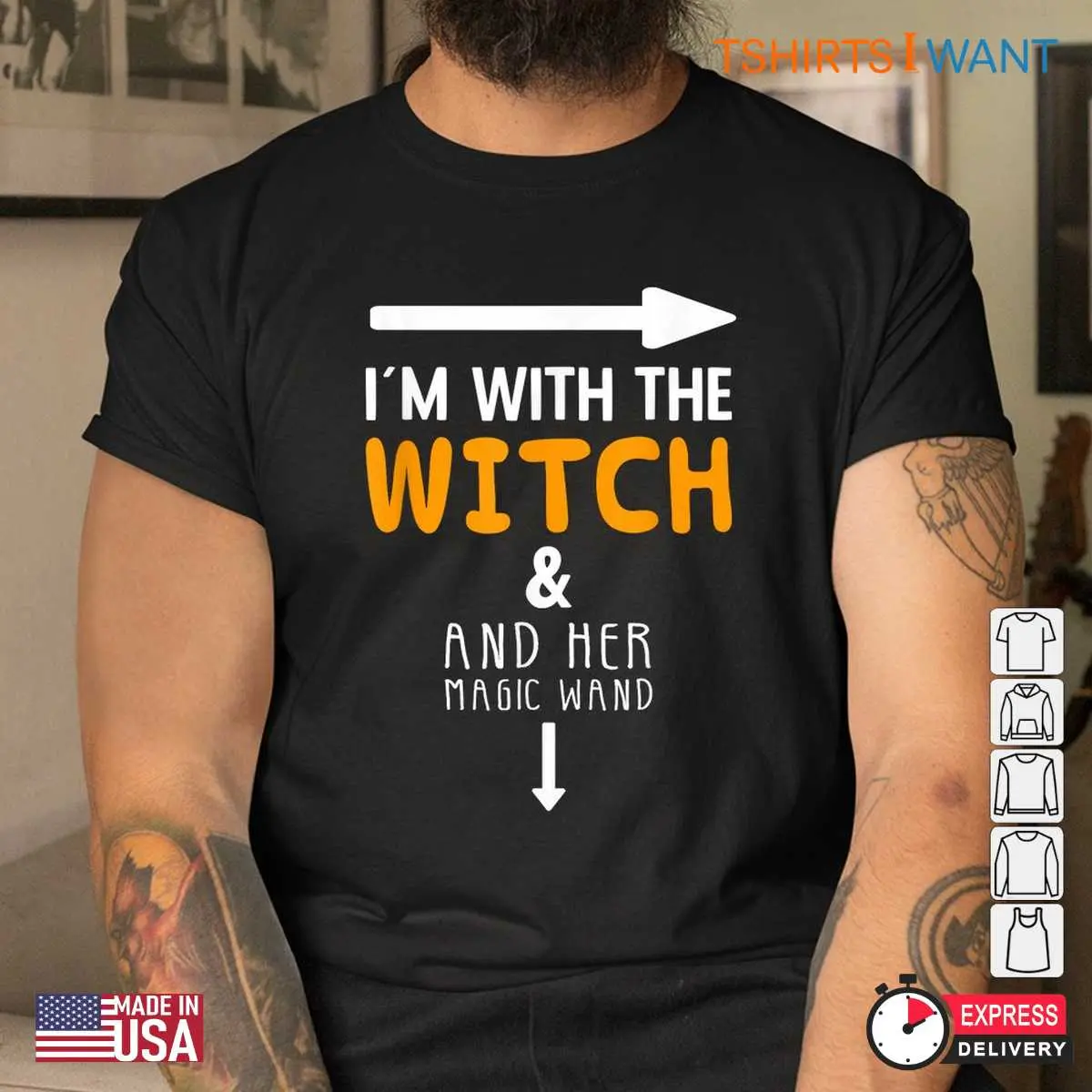 Couples Halloween Sweatshirts Im With the Witch Tee 4 1.jpg