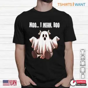 Cow Halloween Shirt: Moo I Mean Boo Ghost Cow Halloween Costume Tee 7 Cow Halloween Shirt Moo Boo Ghost Costume 2 1.jpg