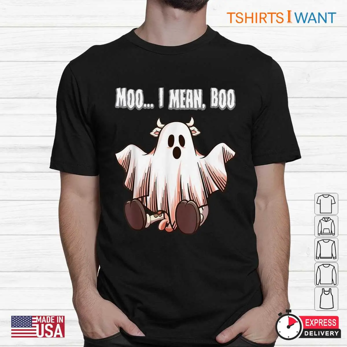 Cow Halloween Shirt: Moo I Mean Boo Ghost Cow Halloween Costume Tee 12 Cow Halloween Shirt Moo Boo Ghost Costume 2