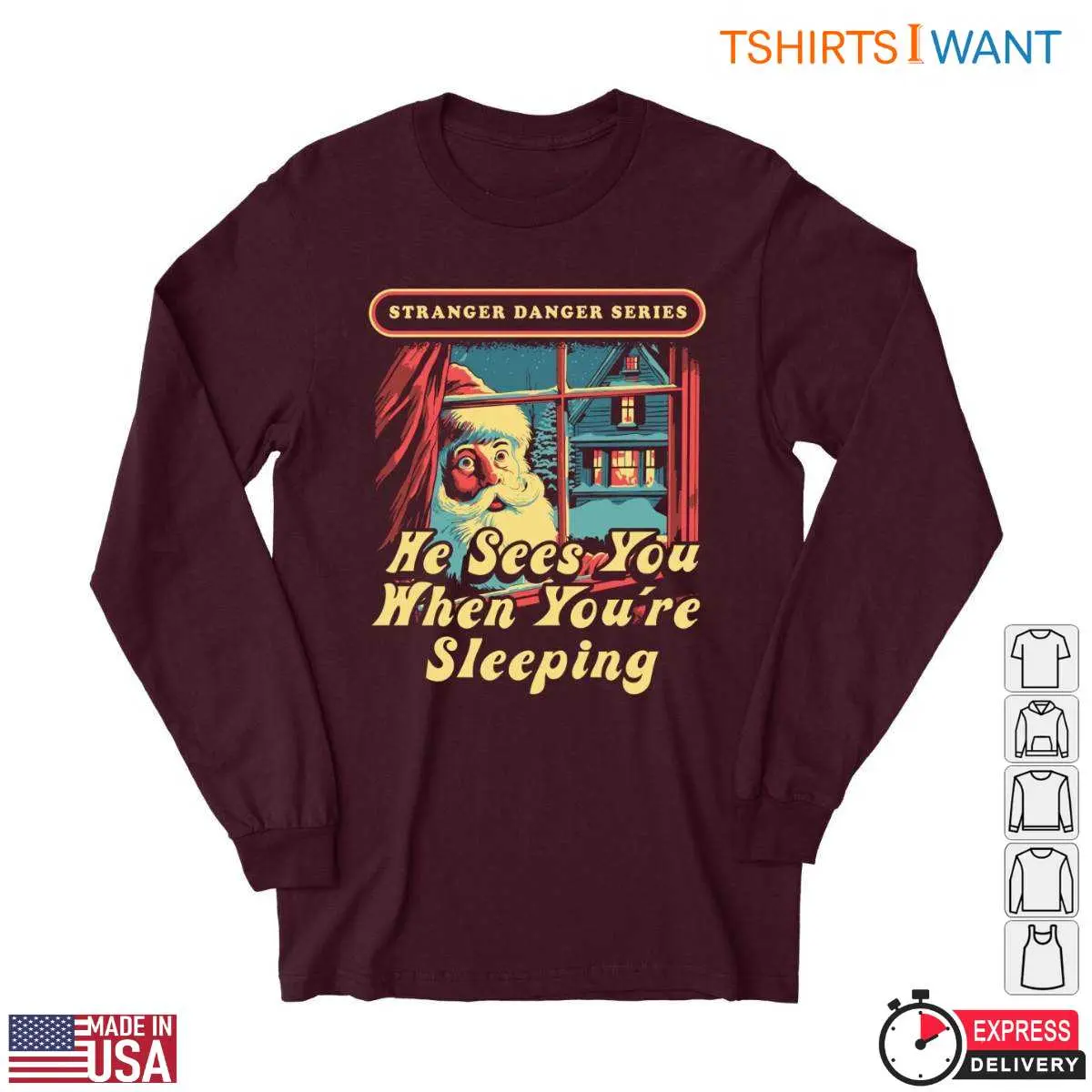 Creepy Santa T Shirt He Sees You When Youre Sleeping 3 1.jpg