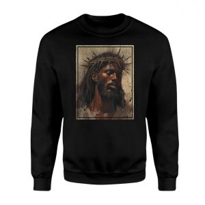 Crowned Jesus T Shirt E28093 Rustic Christian Art with Thorn Crown 3.jpg