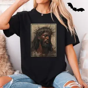 Crowned Jesus T-Shirt – Rustic Christian Art with Thorn Crown 11 Crowned Jesus T Shirt E28093 Rustic Christian Art with Thorn Crown 5.jpg