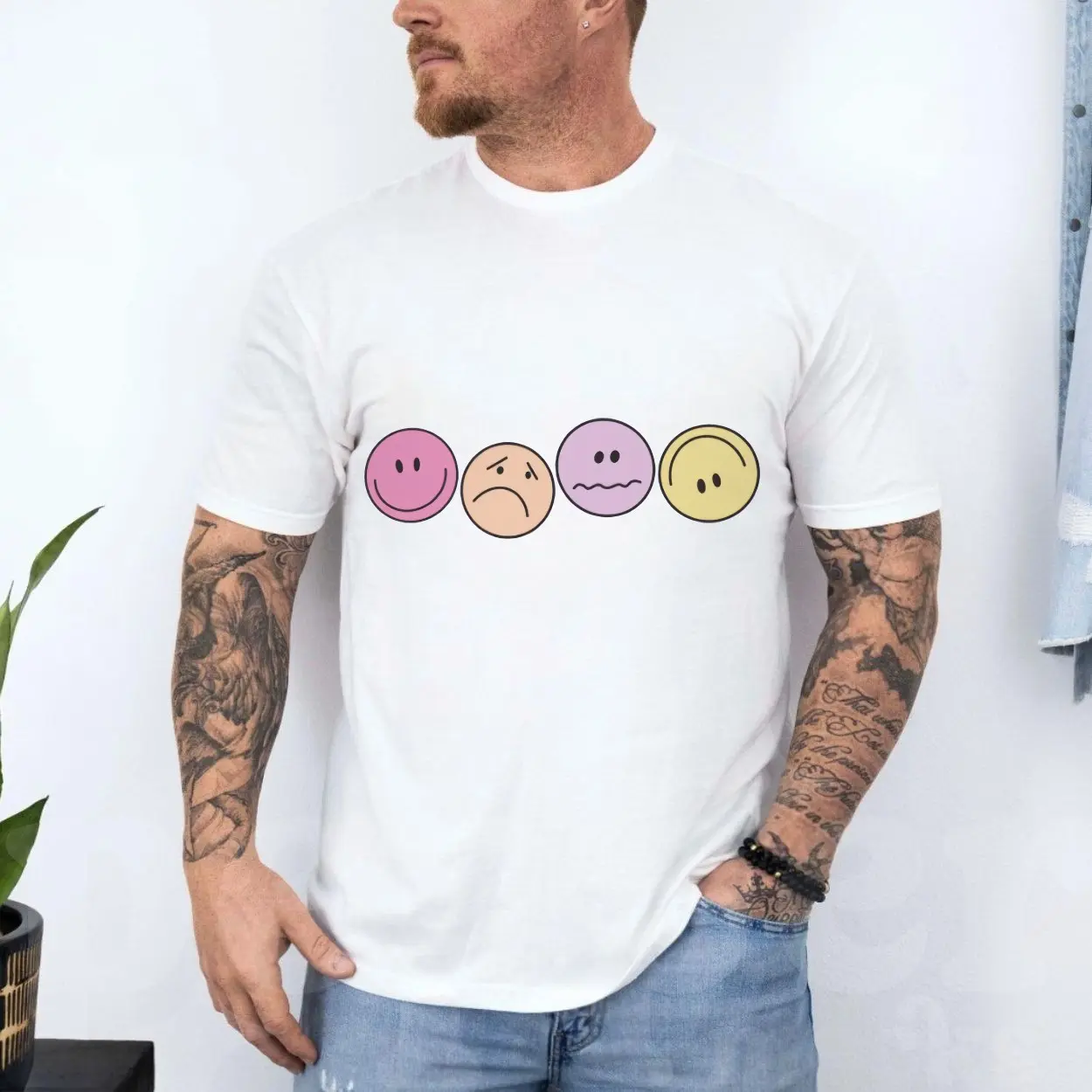 Cute Aesthetic T Shirt All The Feelings Retro Smiley Face Tee 4 1.jpg