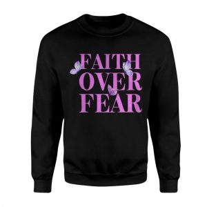 Cute Christian T Shirt Faith Over Fear Butterfly Aesthetic Tee 3 1.jpg