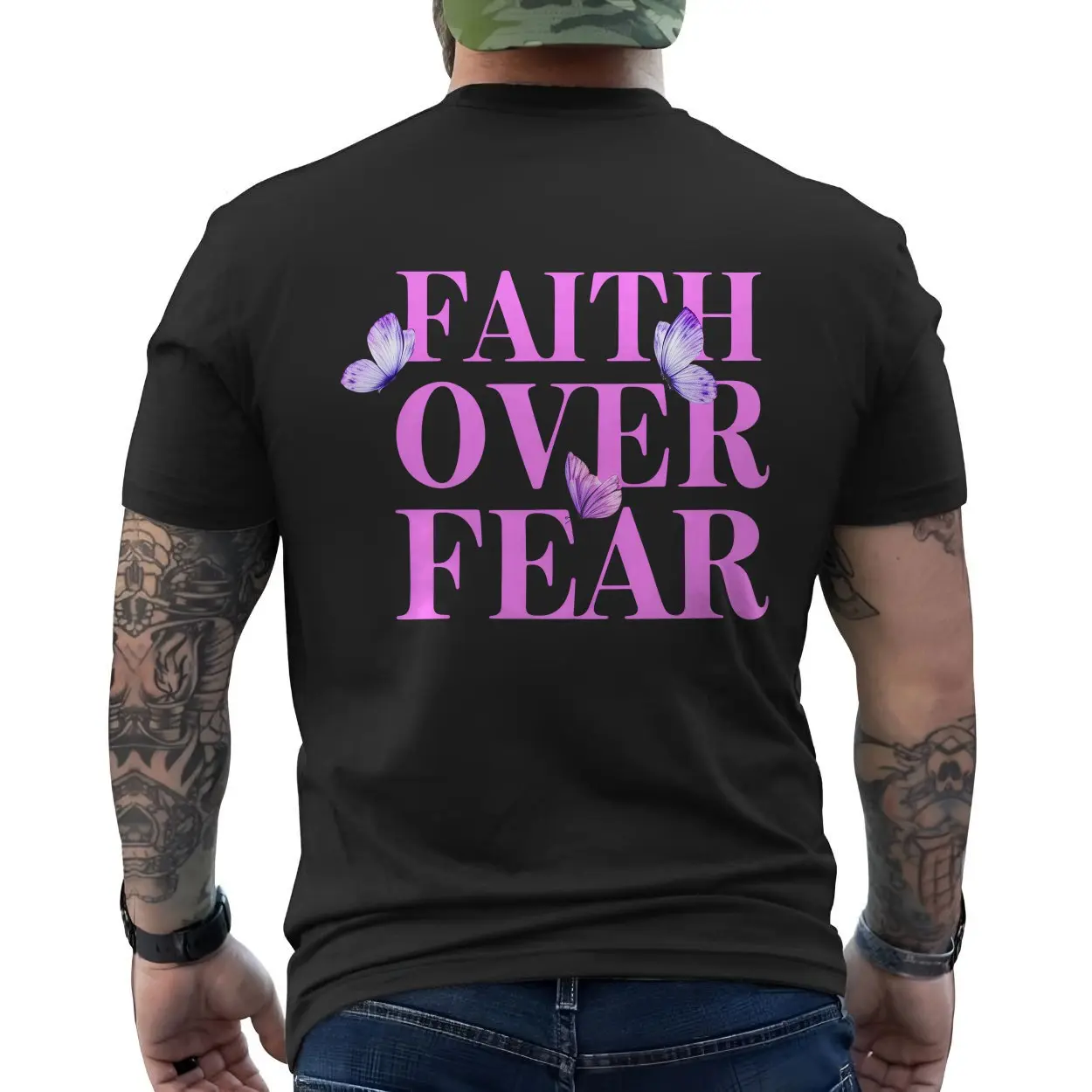 Cute Christian T Shirt Faith Over Fear Butterfly Aesthetic Tee 6 1.jpg