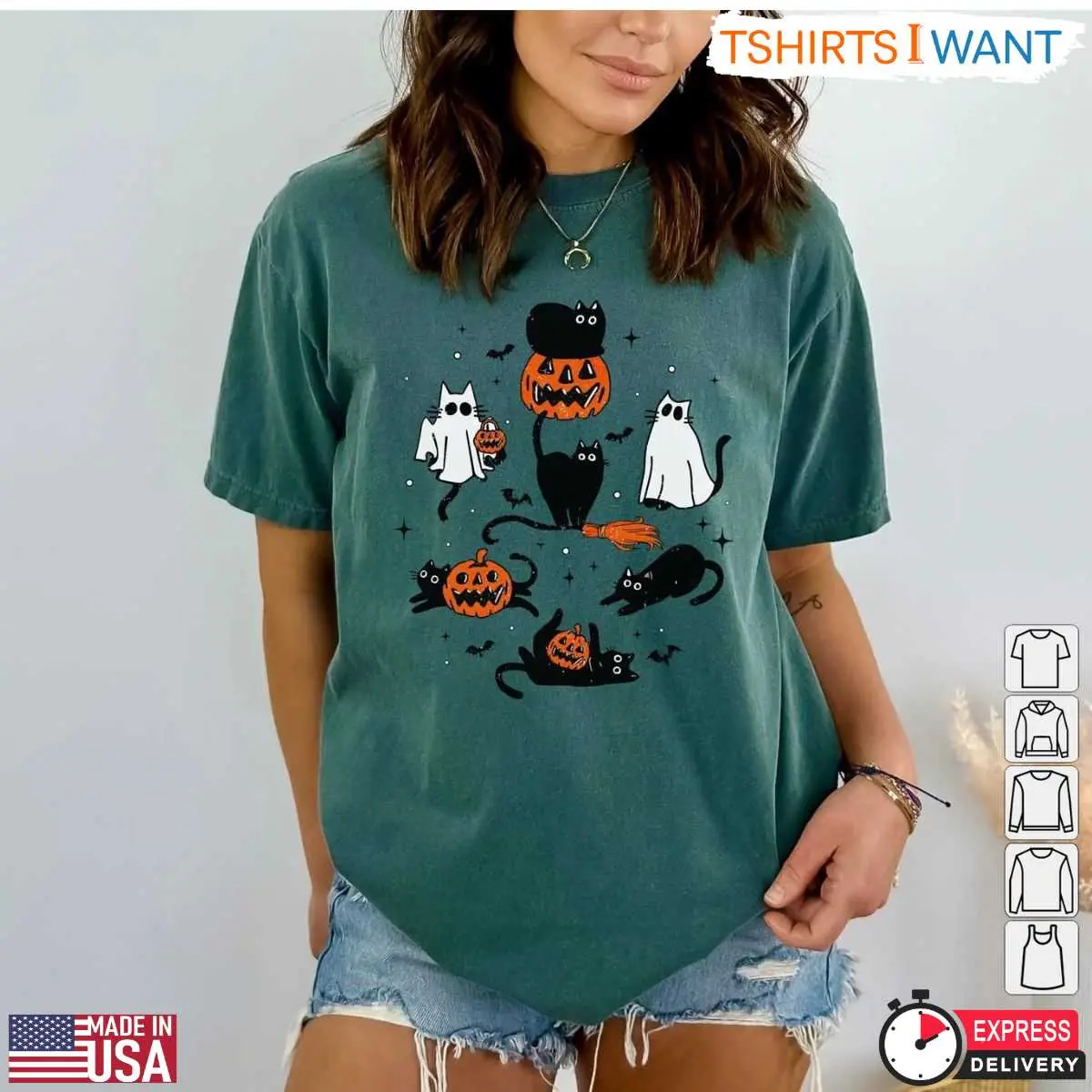 Cute Halloween Cat T Shirt Playful Black Cats and Pumpkin Graphic Tee for Cat Lovers 2 1 1.jpg