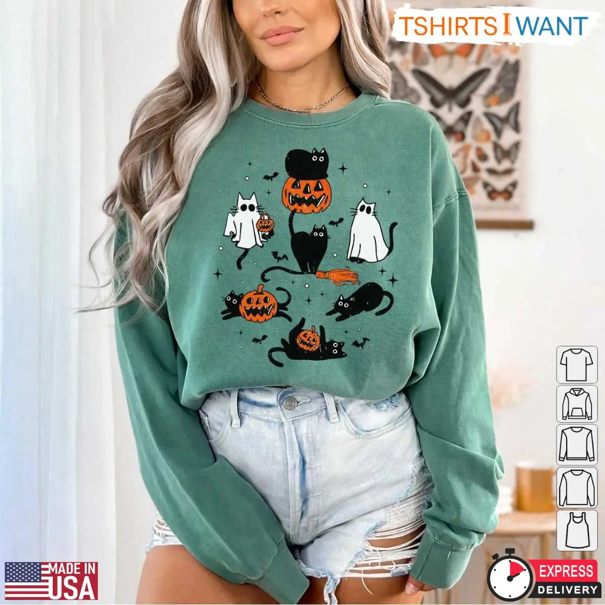 Cute Halloween Cat T Shirt Playful Black Cats and Pumpkin Graphic Tee for Cat Lovers 3 1 1.jpg