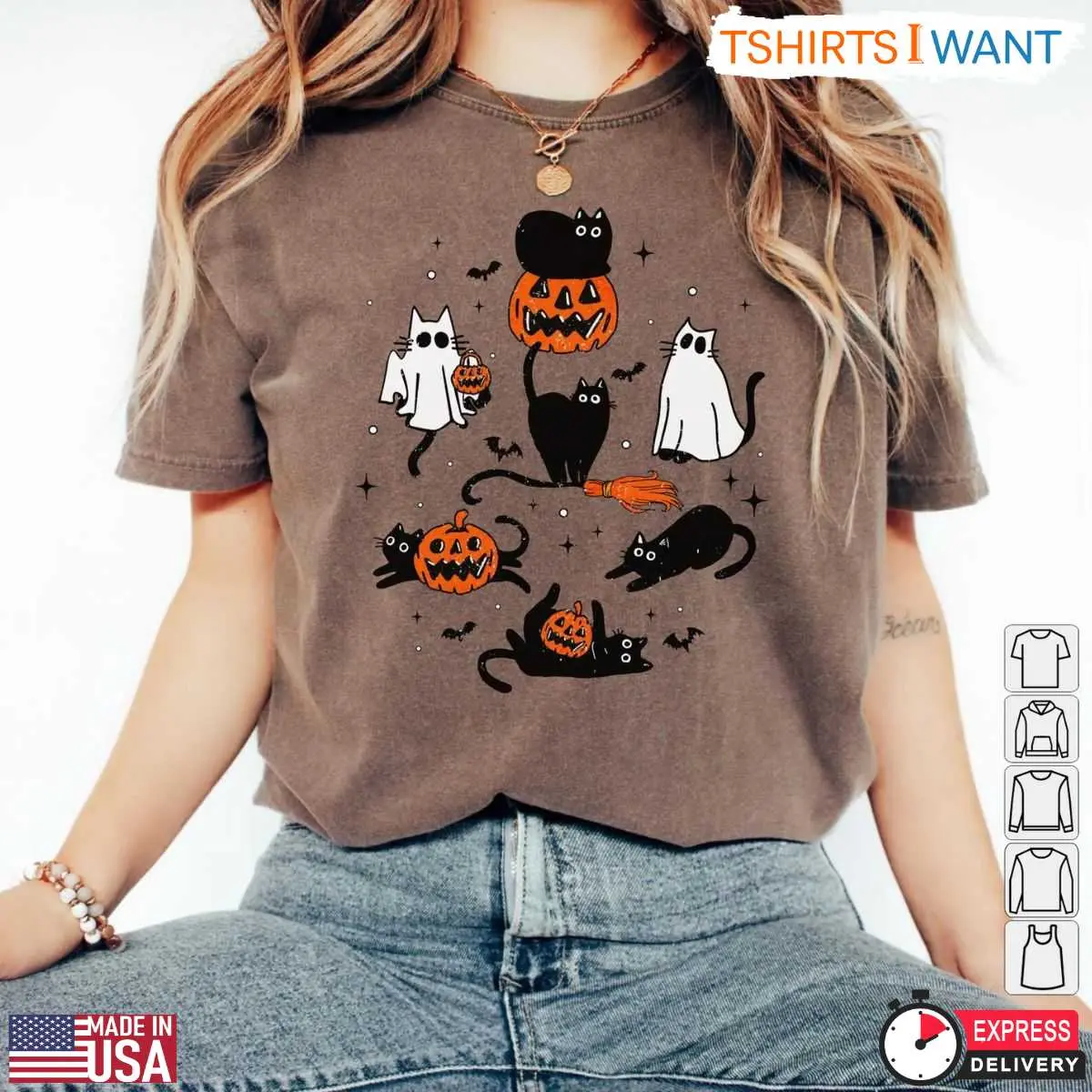 Cute Halloween Cat T Shirt Playful Black Cats and Pumpkin Graphic Tee for Cat Lovers 5 1 1.jpg
