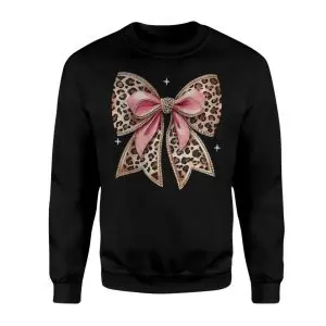 Cute Leopard Print Bow T-Shirt, Girly Animal Print Graphic Tee 9 Cute Leopard Print Bow T Shirt Girly Animal Print Graphic Tee 3 1.jpg
