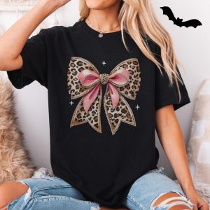 Cute Leopard Print Bow T Shirt Girly Animal Print Graphic Tee 5 1.jpg