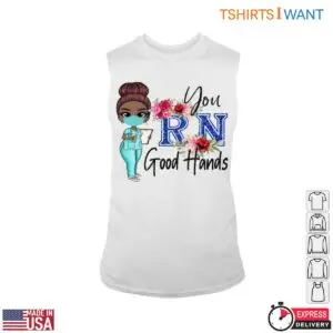 Cute Nurse T-Shirt - You’re in Good Hands RN Graphic with Floral Design Tee 9 Cute Nurse RN Good Hands Tee 4 1.jpg