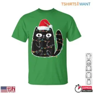 Cute Santa Cat Black Cat with Christmas Lights and Santa Hat Holiday Tee 10 Cute Santa Cat Black Cat Lights Holiday Tee 5 1.jpg