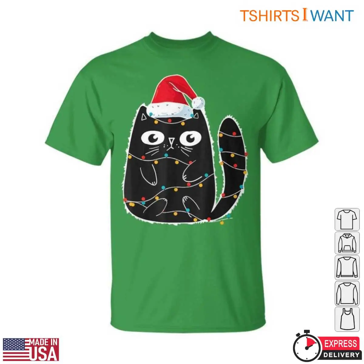 Cute Santa Cat Black Cat Lights Holiday Tee 5 1.jpg