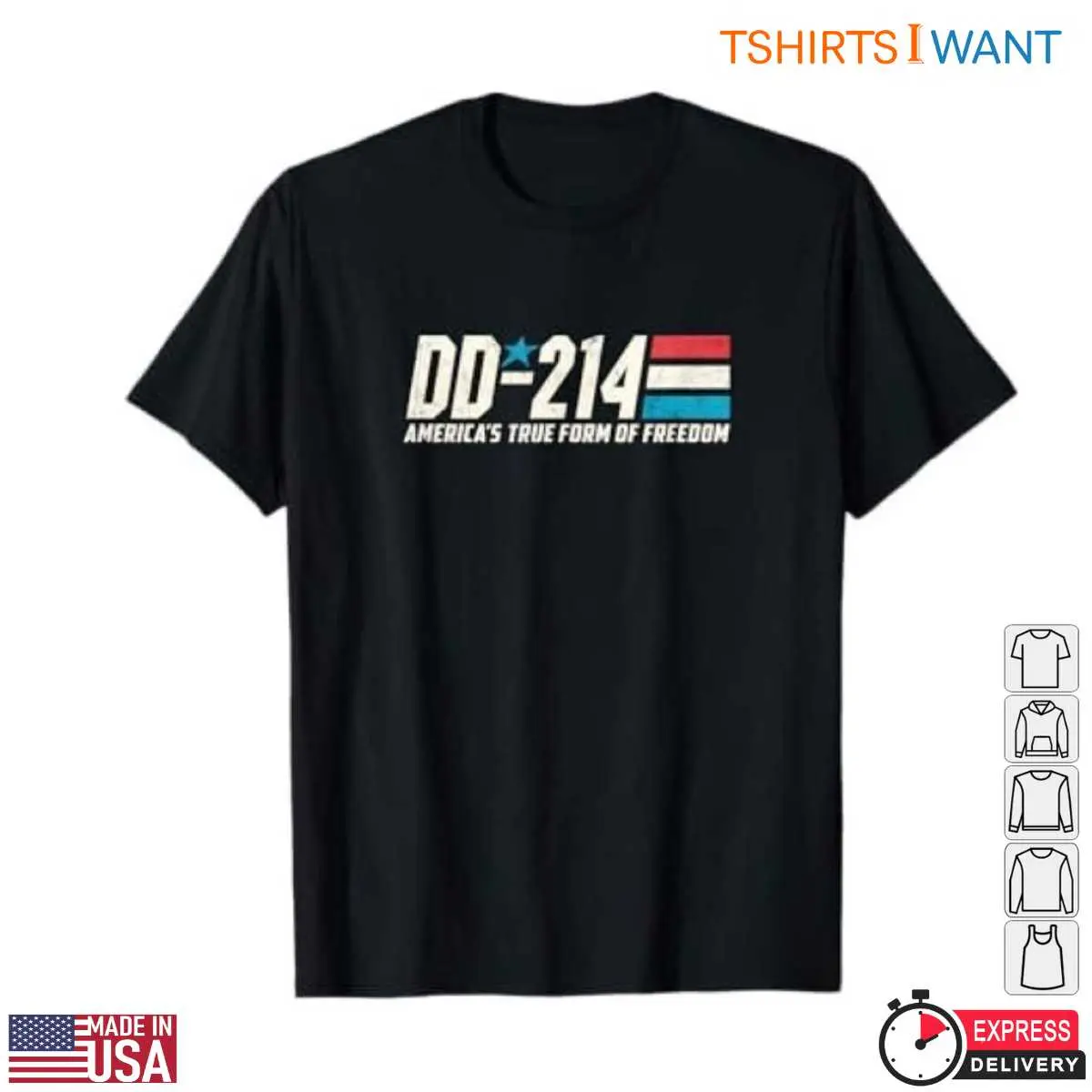 DD 214 T-Shirt - Armed Forces Military Alumni Vintage Veteran with Patriotic Flag Design 10 DD 214 T-Shirt Front View