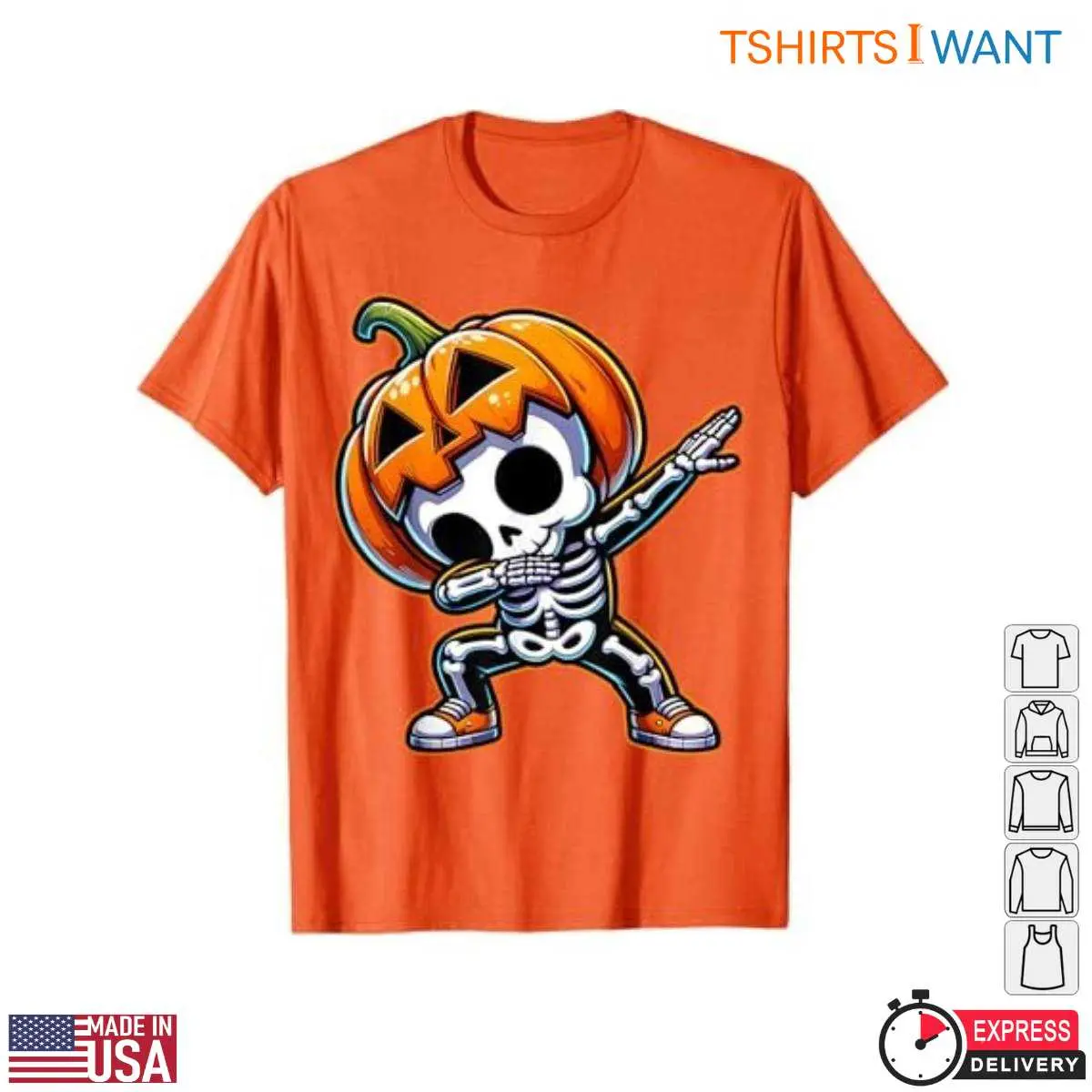 Dabbing Skeleton Pumpkin Head Halloween T Shirt 3 1.jpg