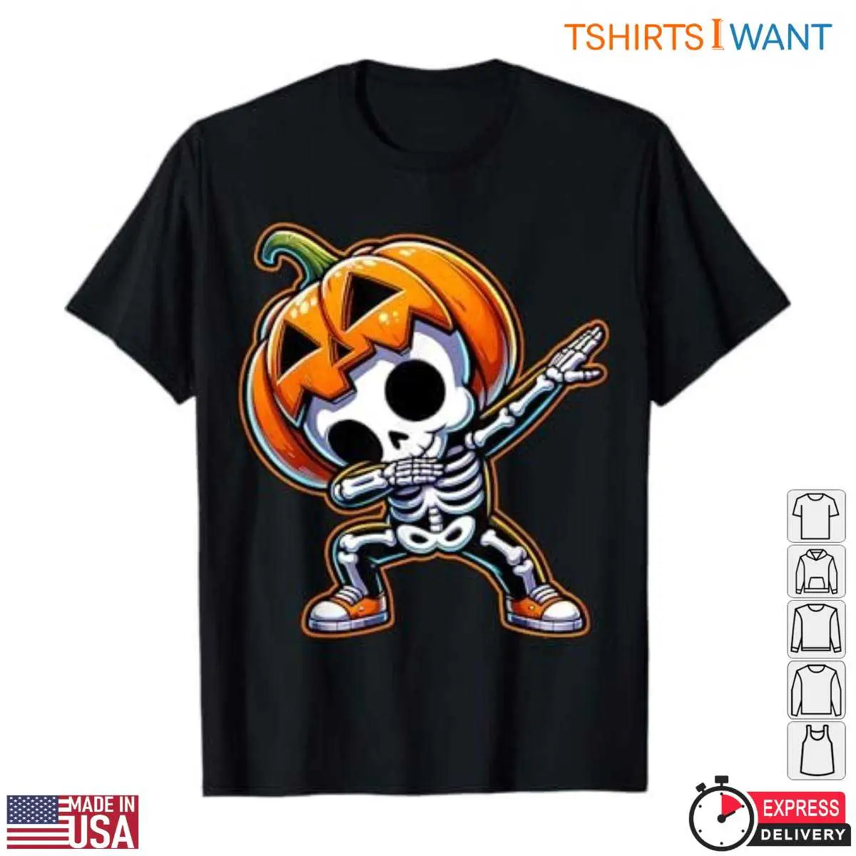 Dabbing Skeleton Pumpkin Head Halloween T Shirt 5 1.jpg