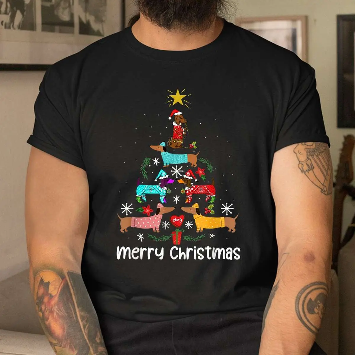 Dachshund Christmas Tree Ornament Sweatshirt - Dog Lover Holiday Tee 11 Dachshund Christmas Tree Ornament Shirt 4