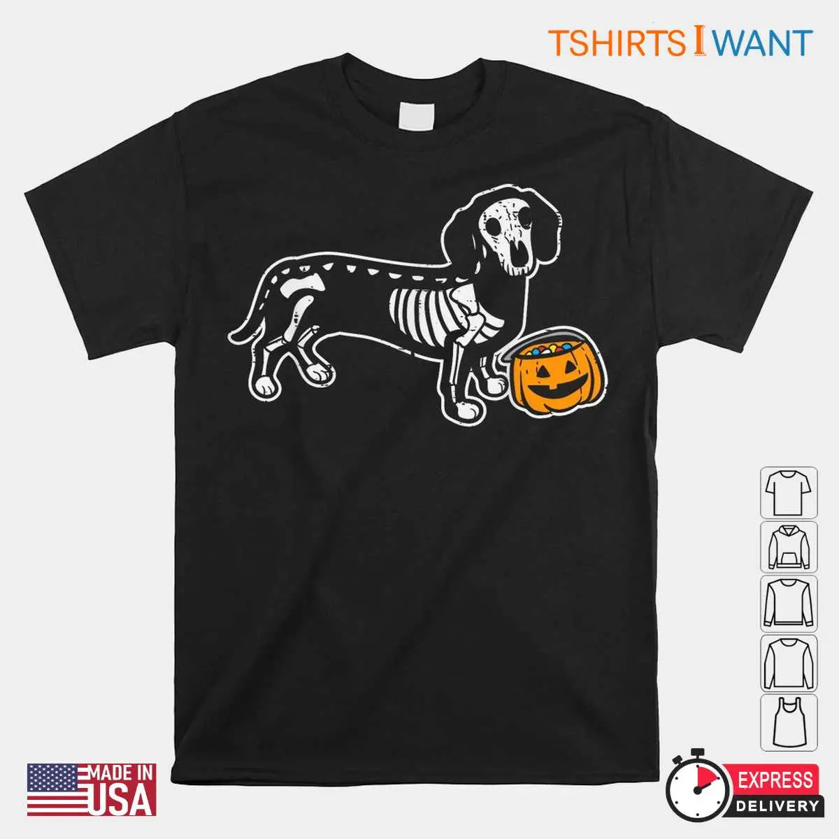 Dachshund Skeleton Halloween: Wiener Dog Jack O'Lantern Skeleton Halloween Shirt 1 Dachshund Skeleton Halloween Wiener Dog Bone Tee 1 1.jpg
