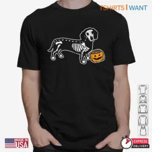 Dachshund Skeleton Halloween: Wiener Dog Jack O'Lantern Skeleton Halloween Shirt 6 Dachshund Skeleton Halloween Wiener Dog Bone Tee 2 1.jpg