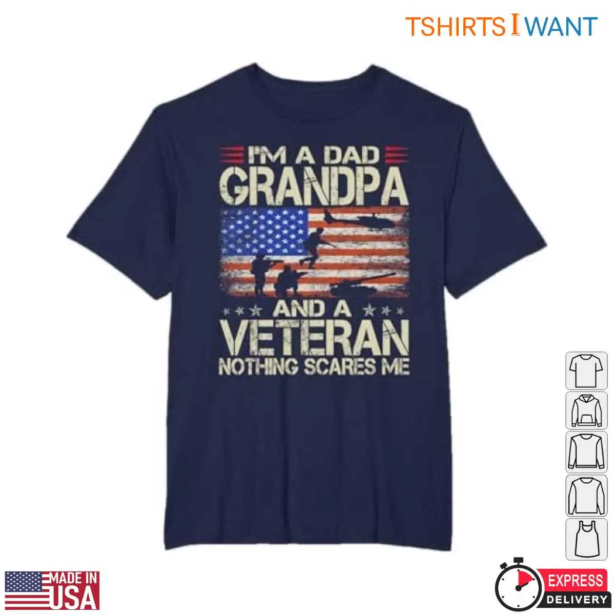Dad Grandpa Veteran T Shirt USA Flag Military Family Tee 2 1.jpg