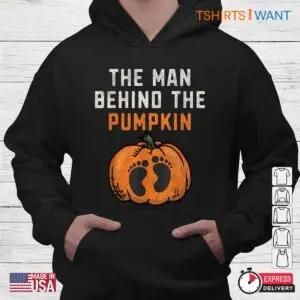 Dad To Be Halloween Shirts: The Man Behind The Pumpkin Dad Pregnancy Reveal Halloween Tee 7 Dad To Be Halloween Shirts Pumpkin Reveal Costume 4 1.jpg