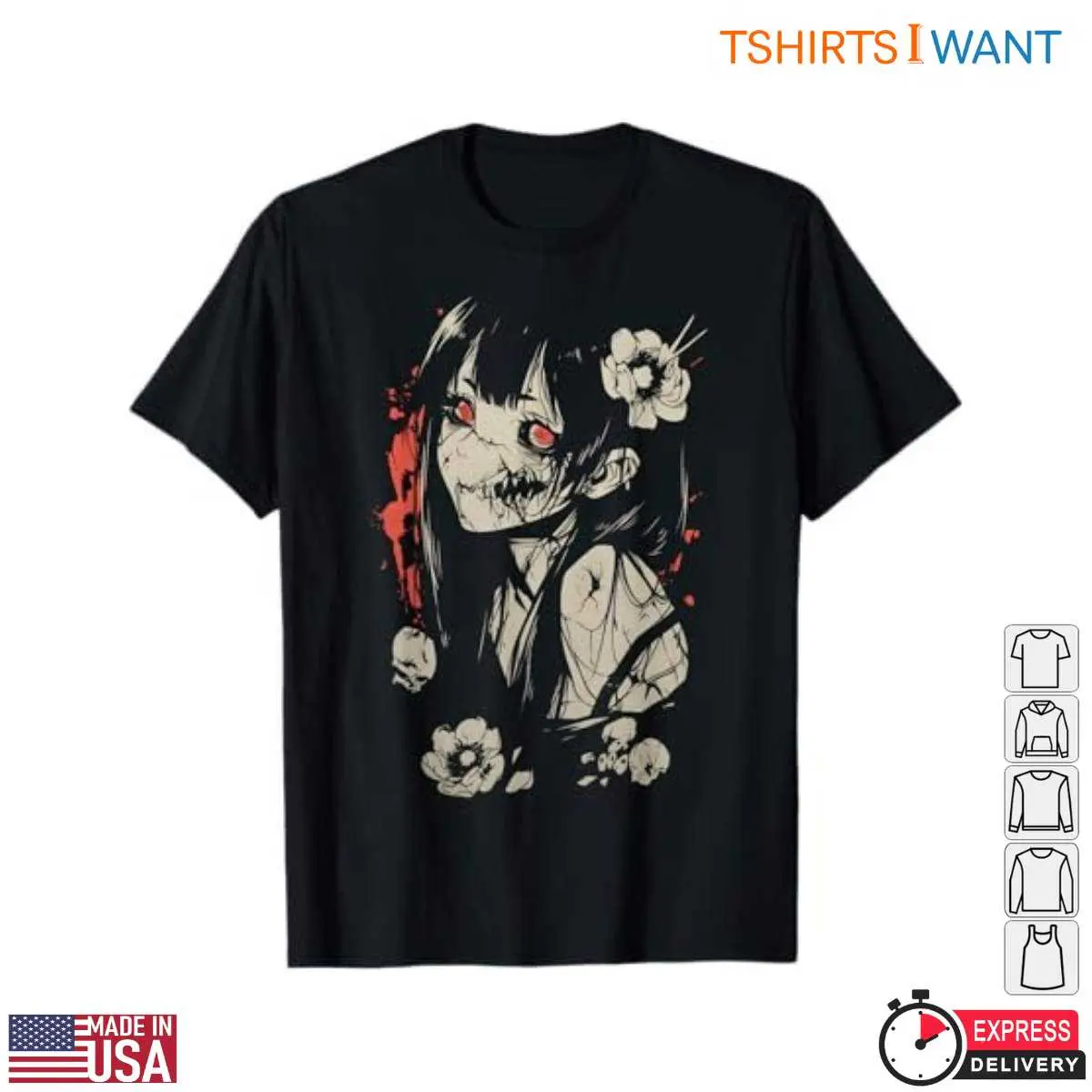 Dark Gothic Anime Girl Red Eyes T Shirt 1 1.jpg