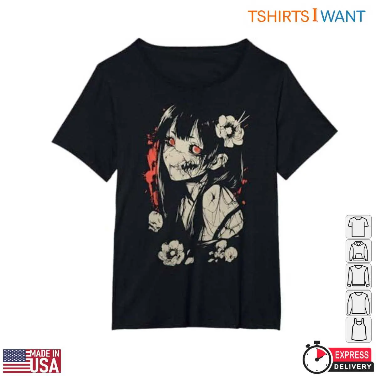 Dark Gothic Anime Girl Red Eyes T Shirt 2 1.jpg