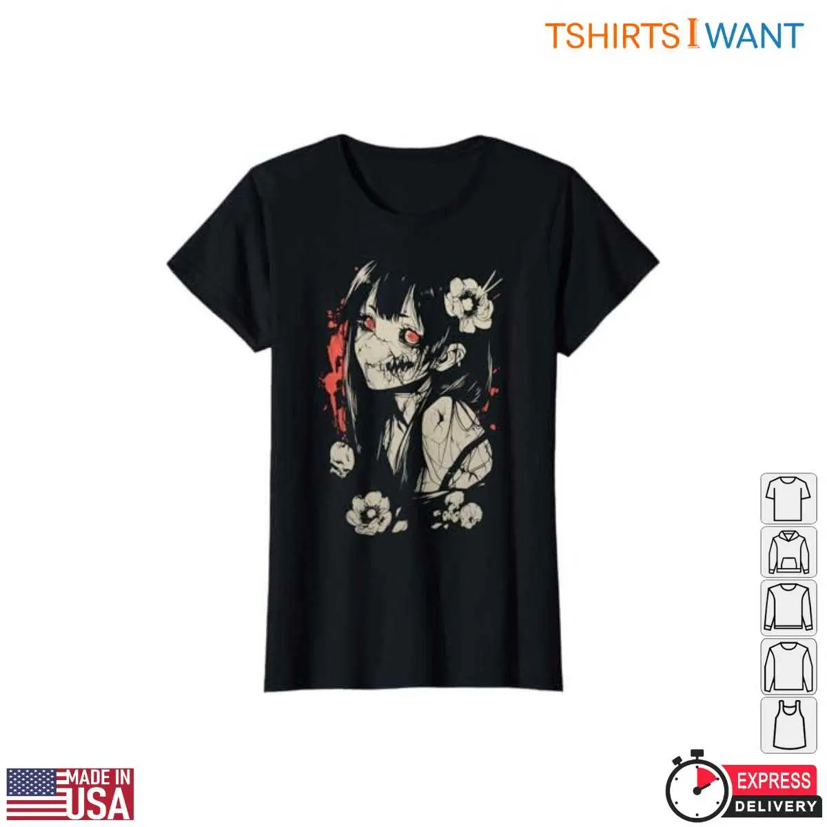 Dark Gothic Anime Girl Red Eyes T Shirt 3 1.jpg