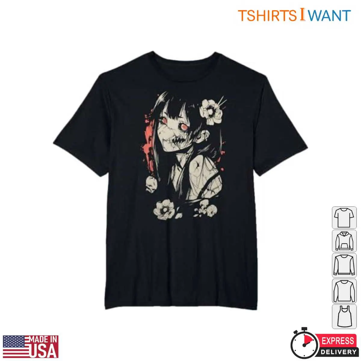 Dark Gothic Anime Girl Red Eyes T Shirt 4 1.jpg