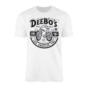 Deebos Bike Rentals E28093 Vintage Bicycle Graphic Tee Los Angeles CA Retro Design 1.jpg