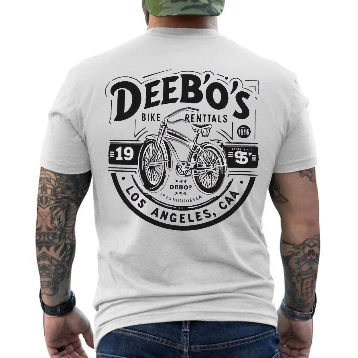 Deebos Bike Rentals E28093 Vintage Bicycle Graphic Tee Los Angeles CA Retro Design 6.jpg