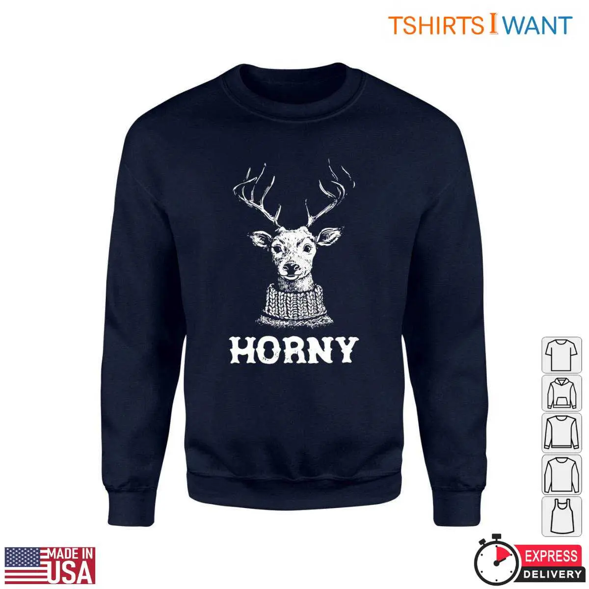 Deer Humor T Shirt Horny Pun Graphic Holiday Design 2 1.jpg