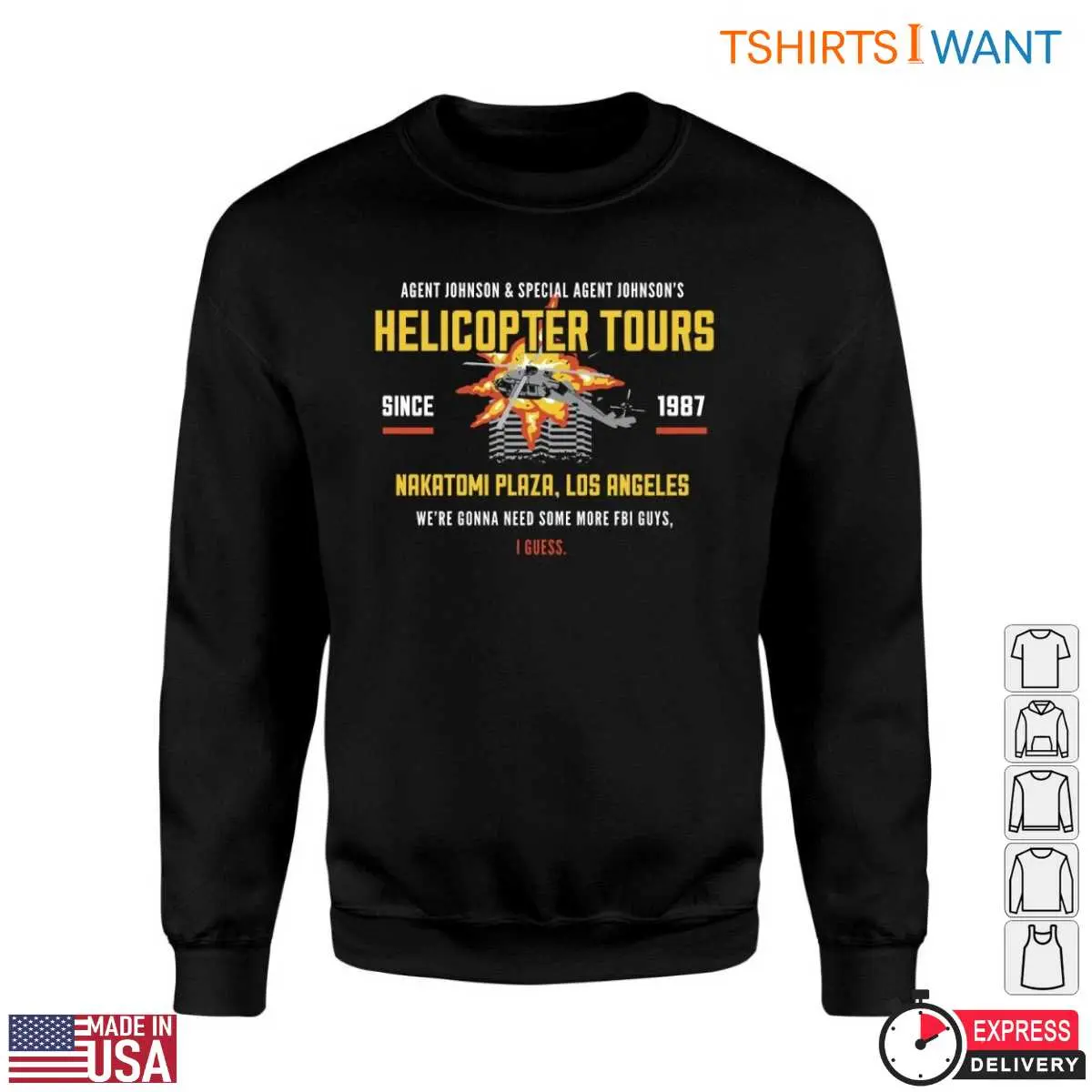 Die Hard Nakatomi Plaza T-Shirt - Funny Helicopter Tours Movie Quote Tee 9 Die Hard Nakatomi Plaza T-Shirt Detail View