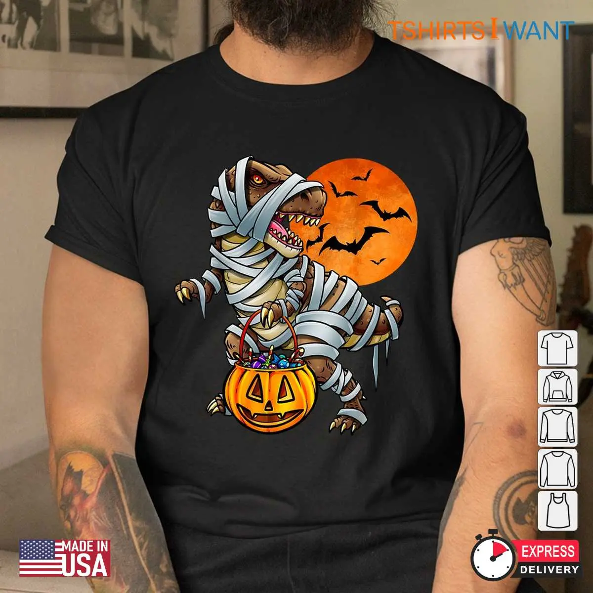 Dinosaur Halloween Shirt Prehistoric Mummy Tee 4 1.jpg