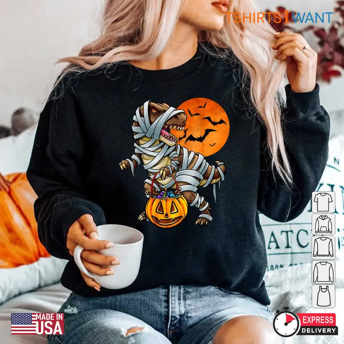 Dinosaur Halloween Shirt Prehistoric Mummy Tee 5 1.jpg