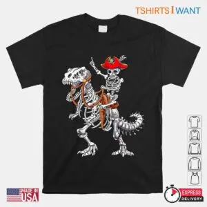 Dinosaur Halloween Skeleton Pirate Dino Bones Tee 1 1.jpg