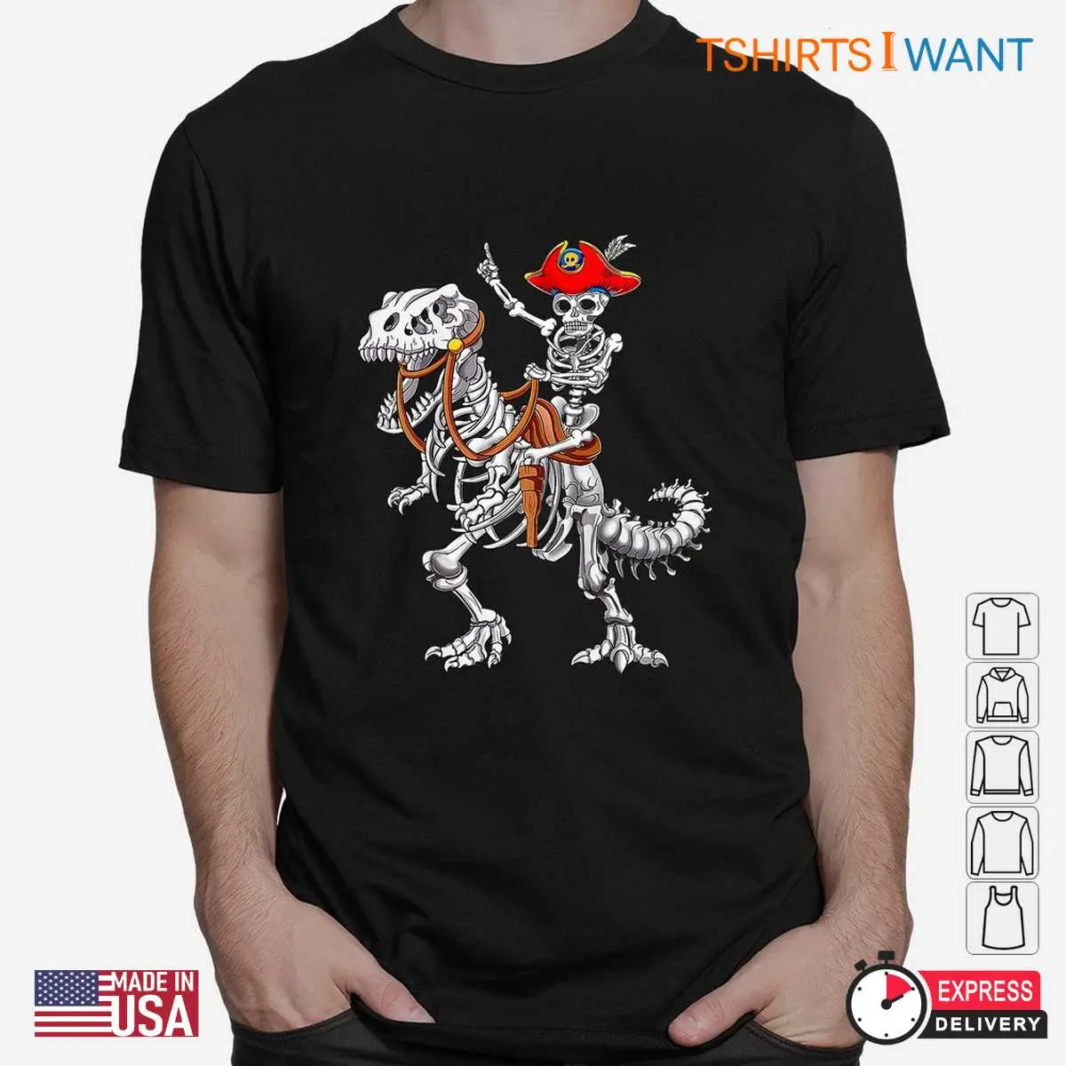 Dinosaur Halloween Skeleton Pirate Dino Bones Tee 2 1.jpg