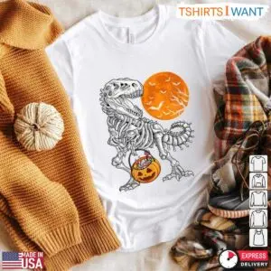 Dinosaur Skeleton Halloween T-Rex Pumpkin T-Shirt 6 Dinosaur Skeleton Halloween T Rex Pumpkin T Shirt 3 1.jpg
