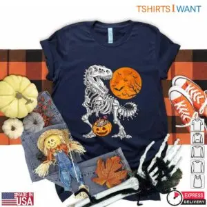 Dinosaur Skeleton Halloween T-Rex Pumpkin T-Shirt 7 Dinosaur Skeleton Halloween T Rex Pumpkin T Shirt 4 1.jpg