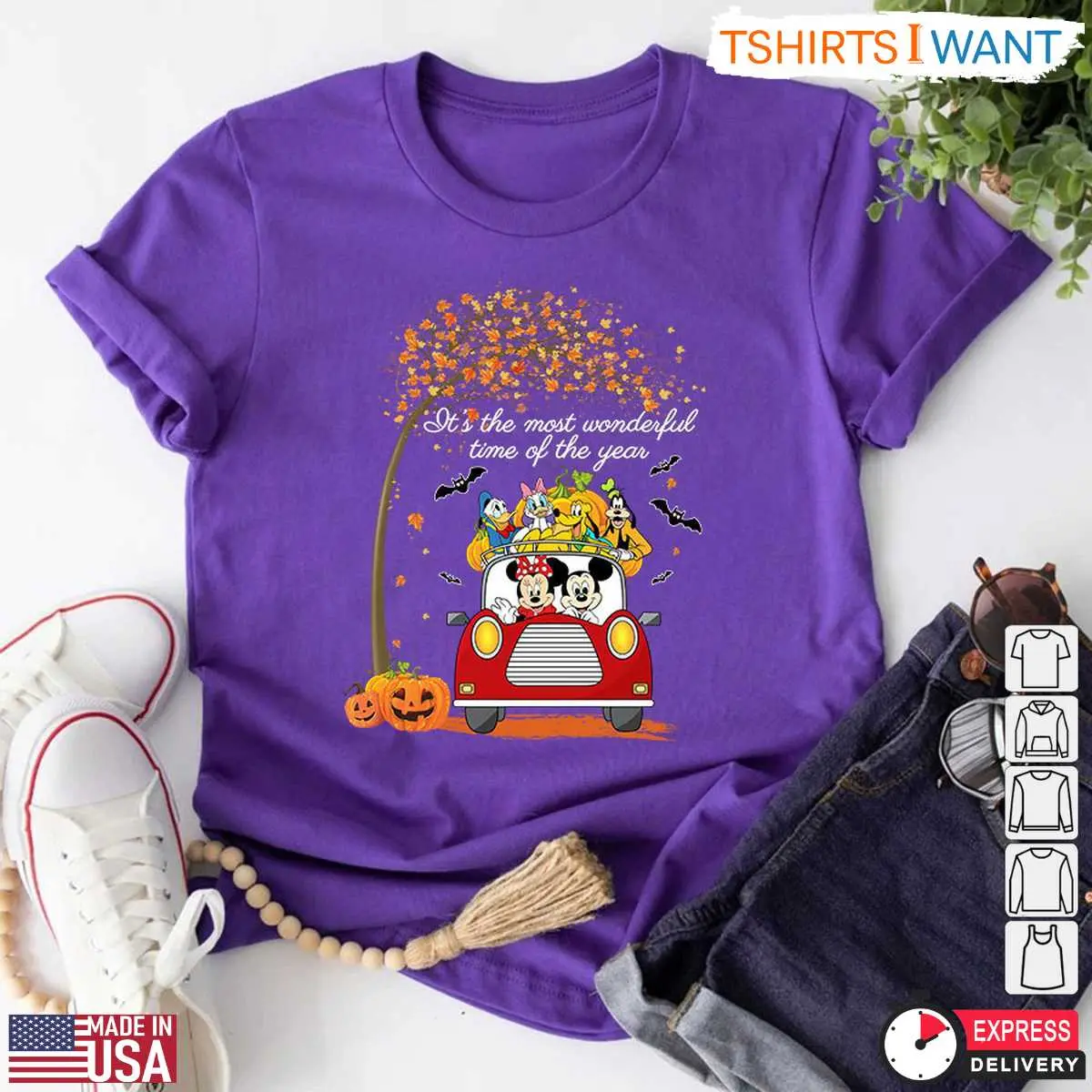 Disney Characters On Car Halloween T Shirt Mickey and Friends Most Wonderful Time of the Year Tee 5 1.jpg