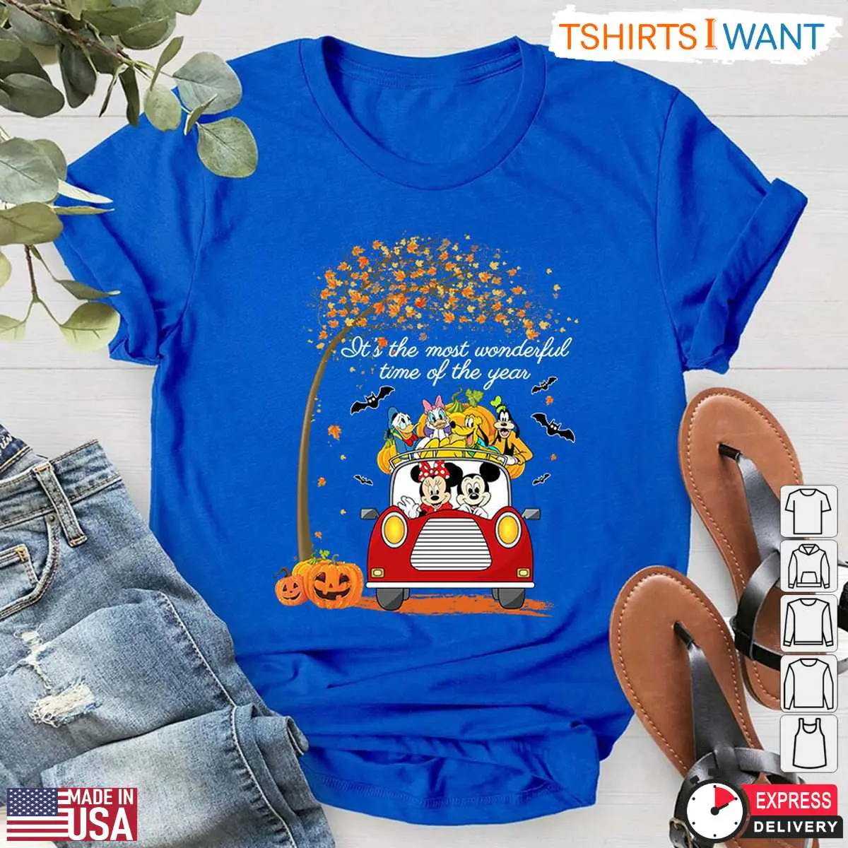 Disney Characters On Car Halloween T Shirt Mickey and Friends Most Wonderful Time of the Year Tee 6 1.jpg